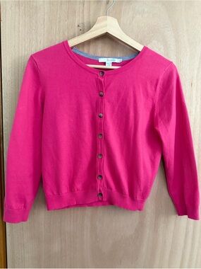 Boden Favorite Cotton Crop Cardigan, Begonia Pink